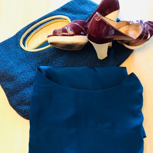 Zara Classic Shift Blue Dress with Pockets - Picture 10 of 13